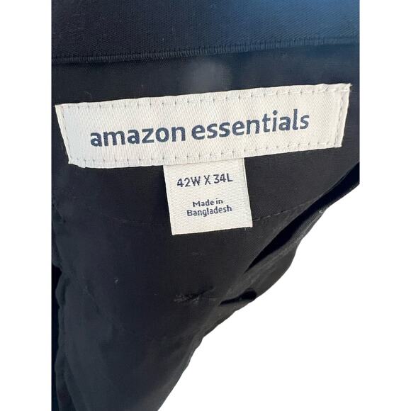 Amazon Essentials Men's Black Straight Everyday/Golf Pants 42W X 34L (XXL) NWT - Picture 3 of 11